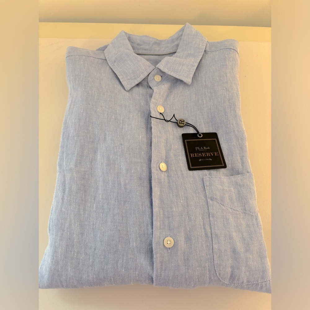 NWT JoS. A. Bank Reserve light blue linen shirt - small